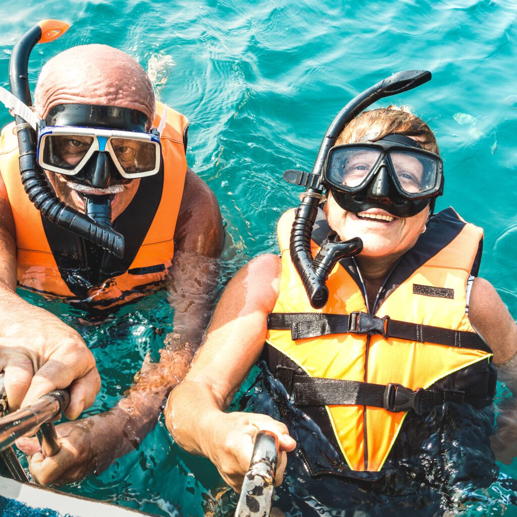 Couple Snorkeling in South Padre Island, TX